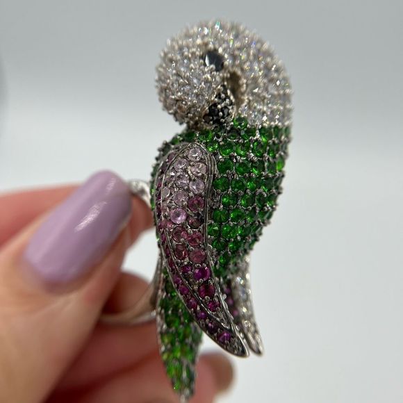 NEW RHODIUM PLATED CZ PARROT RING - Picture 12 of 16